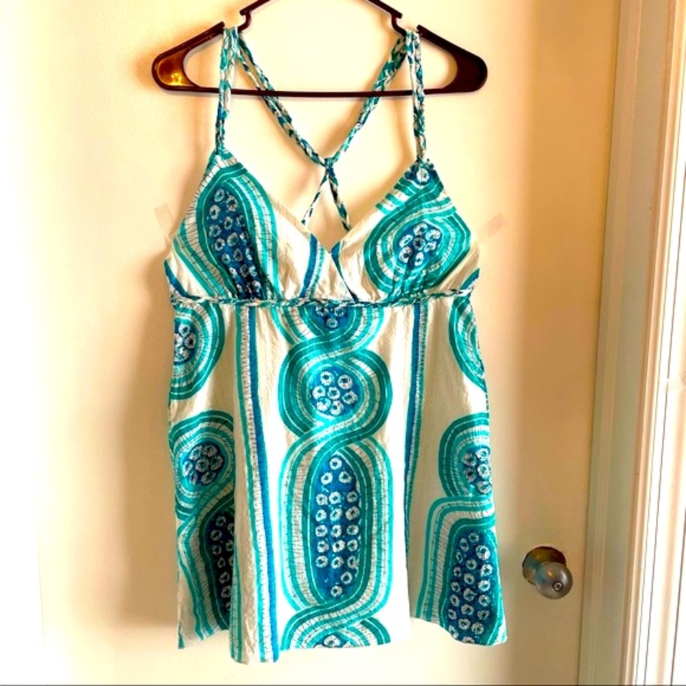 BCBGIRLS!!!! Women’s Turquoise Stripe mini Sundress or Top! Spaghetti Straps. - Picture 1 of 10
